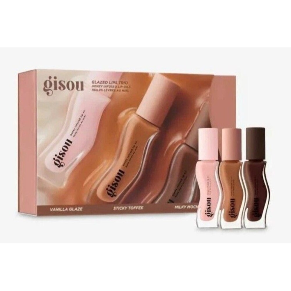 Gisou Glazed Lips Trio Set LIMITED EDT - Vanilla Glaze Sticky Toffee Milky Mocha